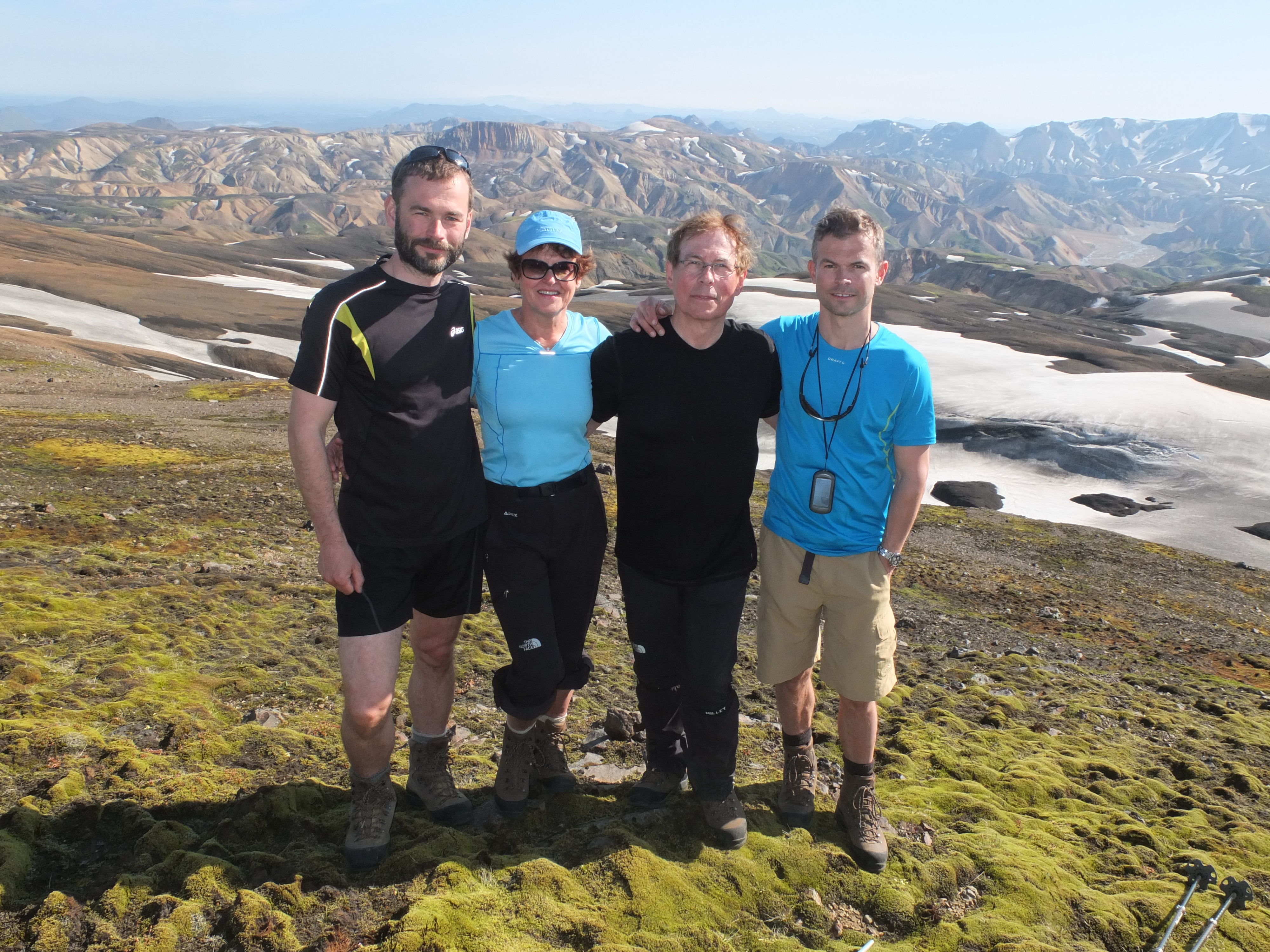 Haraldur Örn, Sigrún, Ólafur Örn og Örvar á fallegum degi með Jökulgil í baksýn.