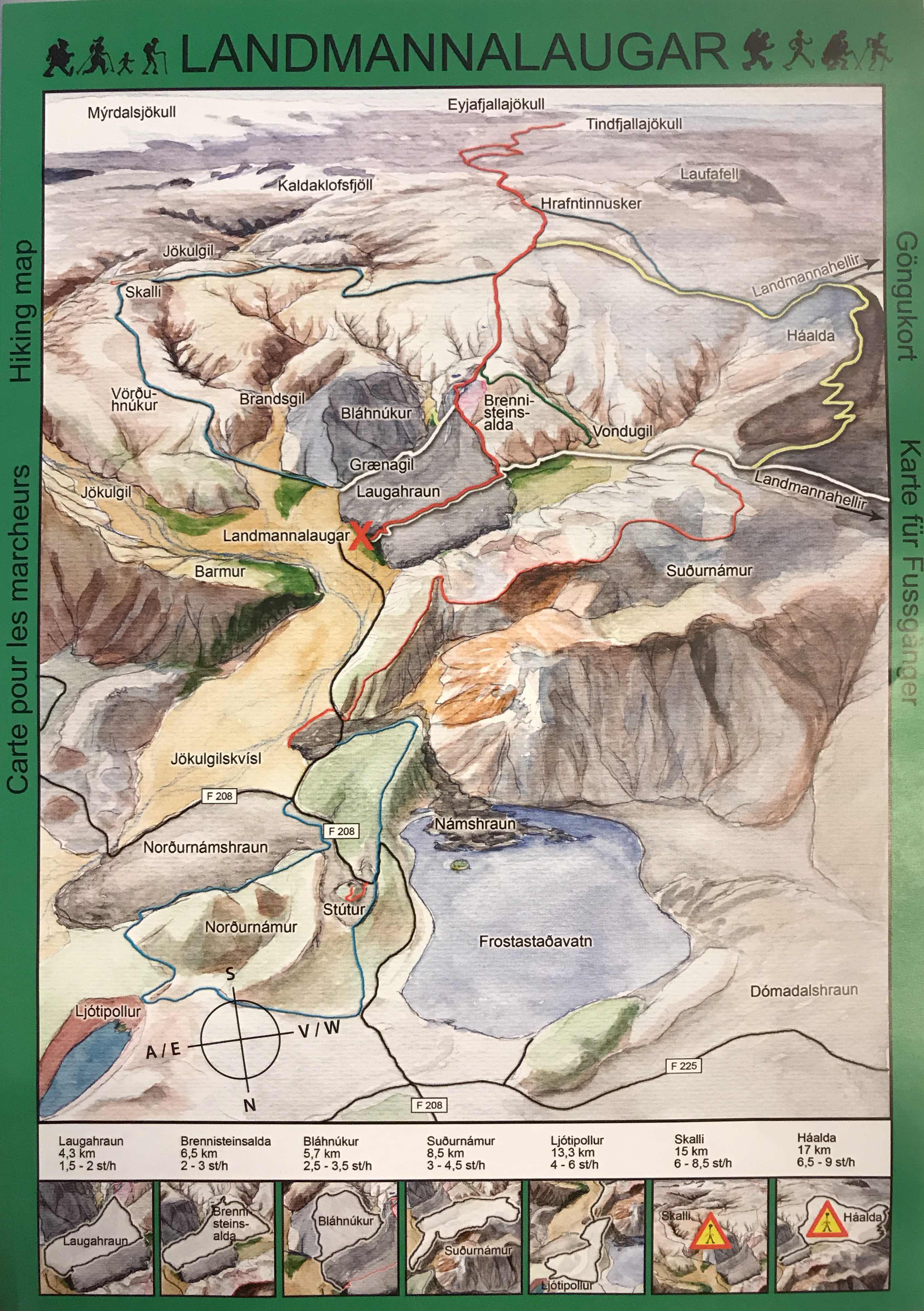 Landmannalaugar Hiking Map