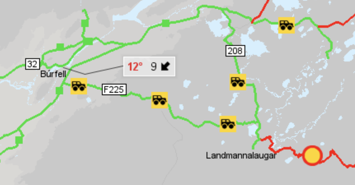 Fjallabaksleið nyrðri (F208) og Dómadalsleið (F225) eru báðar opnar